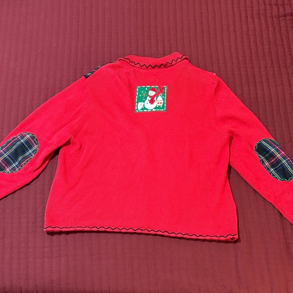 Designers Originals Studio Joy Festive Red Patchwork Christmas Cardigan Size 1X - Picture 10 of 15
